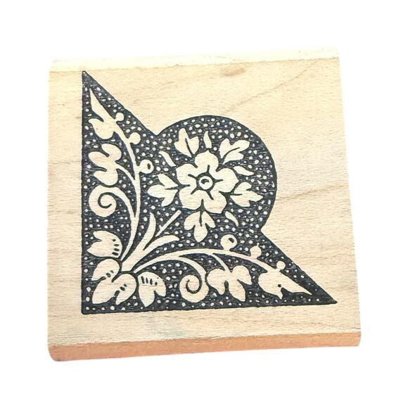 Bay Island Press Corner Floral Rubber Stamp - Picture 1 of 3